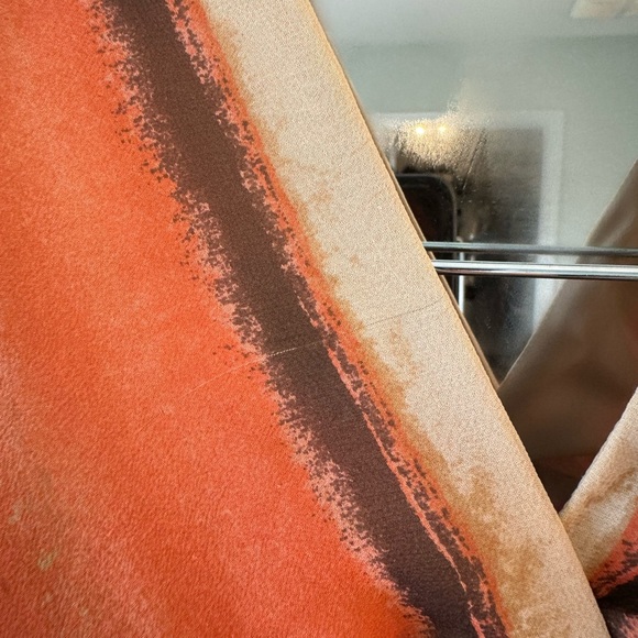 BCBGMAXAZRIA Size 6 Silk Orange, Cream, Brown Halter dress - Picture 4 of 4